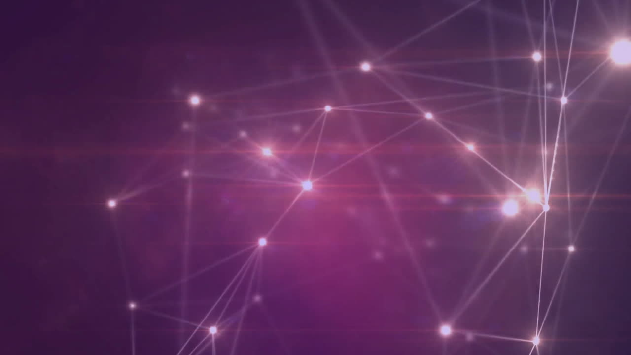 animación de la red de conexiones con puntos brillantes sobre un fondo oscuro