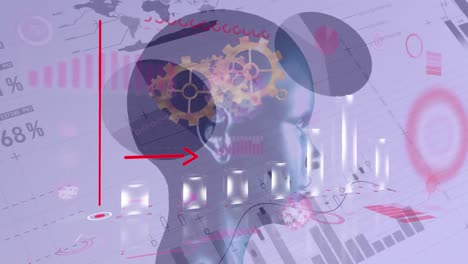 Animación-Del-Procesamiento-De-Datos-Financieros-Y-Registro-De-Estadísticas-Sobre-Cabeza-Humana-Con-Dientes