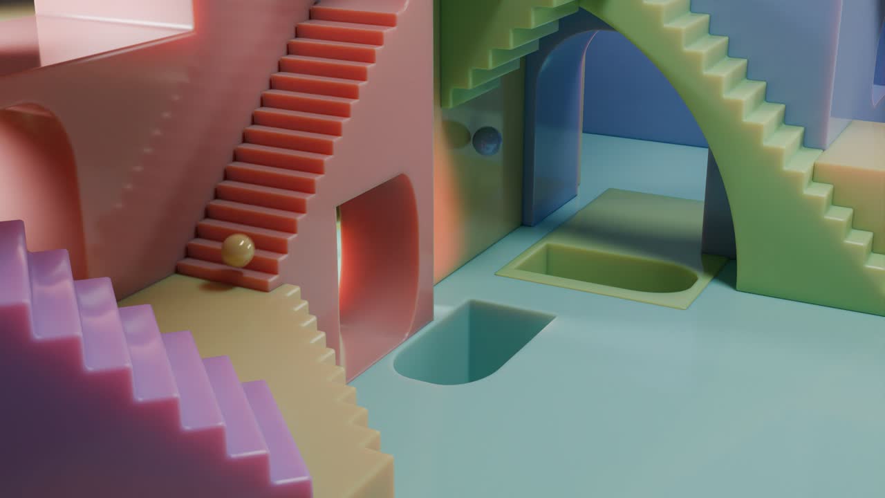 arquitectura geométrica abstractamente colorida