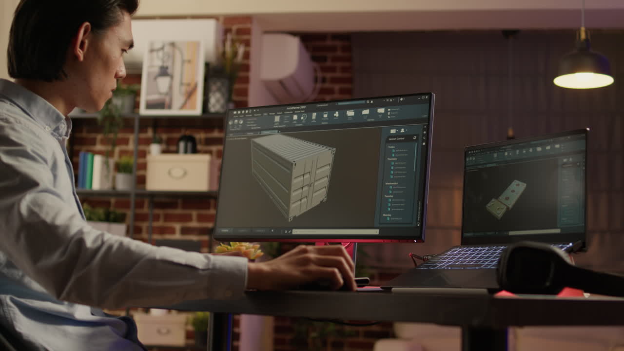 Man Working on 3D Modeling Software