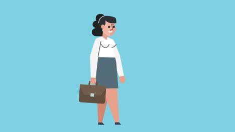 flat graphic design business woman character walking cycle with briefcase isolated loop animation