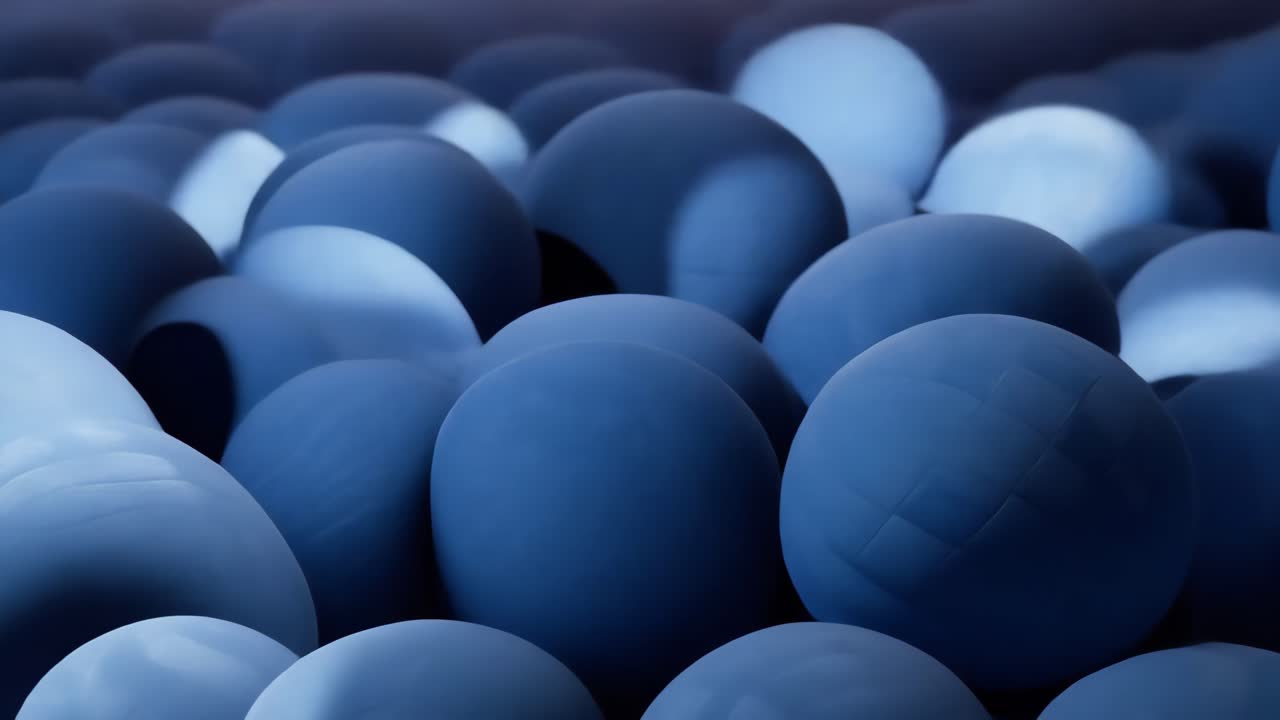 Close-up of many blue spheres