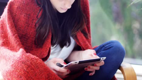 close-up of beautiful woman using digital tablet 4k