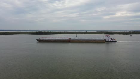 barge and push boat on the san jacinto river