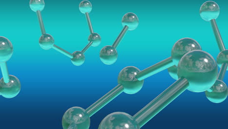 animación de micro 3d de moléculas en fondo verde y azul