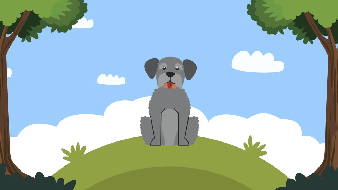 캠프의 슈나우저 개 마스코트