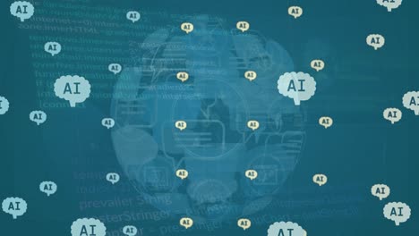 animación de todo el procesamiento de datos en todo el mundo con íconos