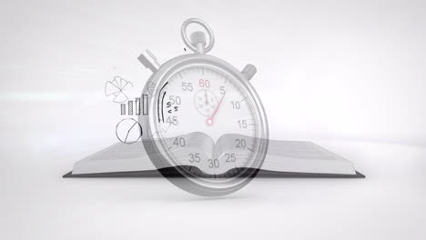 animation of ecology icons with books and stopwatch