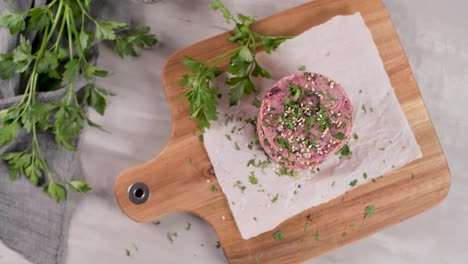 raw veggie burger with beetroot and white beans