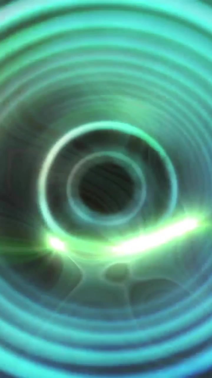 Animazione di forme al neon che si muovono su sfondo nero.
