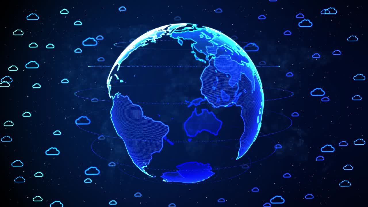 Global Planet earth in cyberspace communication network Loop Background.