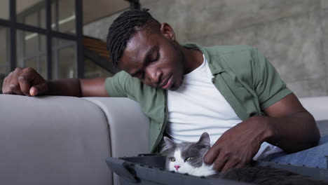 Pet owner with his cat