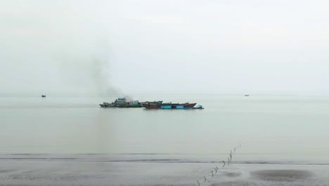 cargo ships at the bay of bengal indian ocean bordered by bangladesh coast