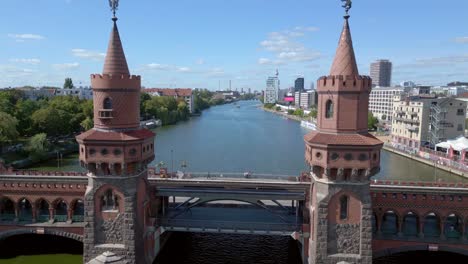 Sommertag-Ost-West-Berliner-Grenze-Flussbrücke-Deutschland