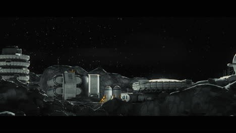 moon surface with a lunar base