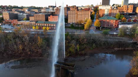 water fountain in james river, downtown lynchburg, virginia, usa