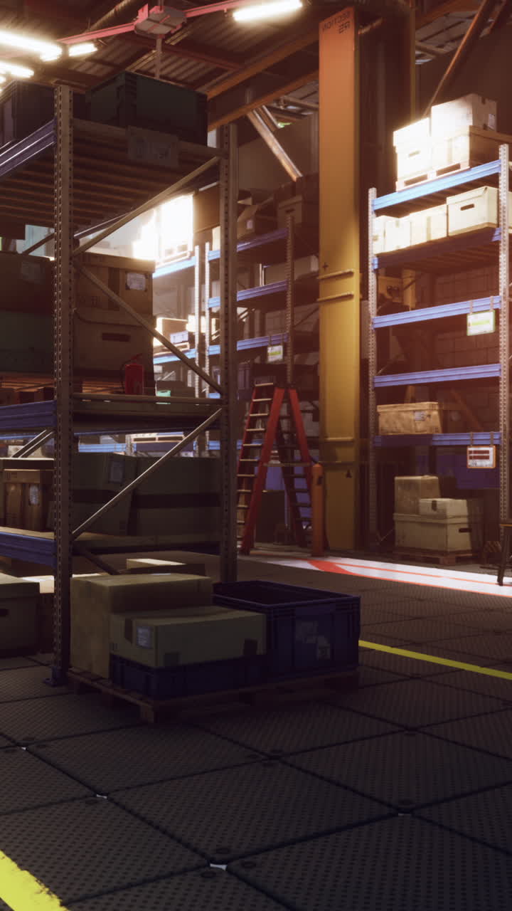 almacén vacío con estanterías y cajas