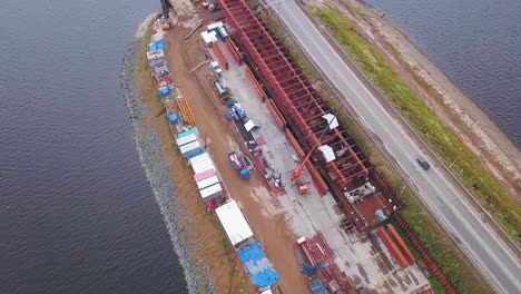 bridge construction project over river