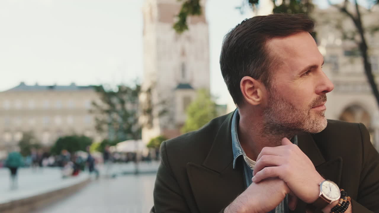 Man in city outdoors