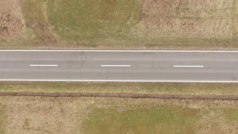 static shot from above on the road with a cars, drone 4k