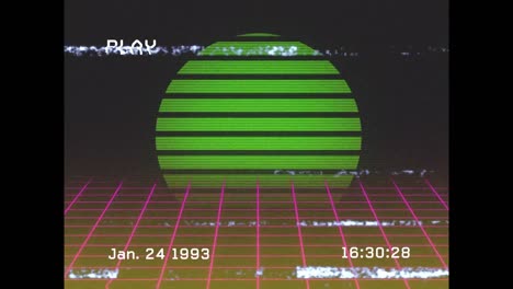 Animation-Von-Glitch-Interferenzen-über-Neonlinien-Auf-Schwarzem-Hintergrund