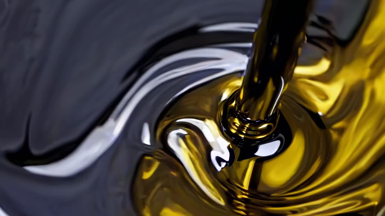 Abstract video of golden liquid with a smooth, flowing texture