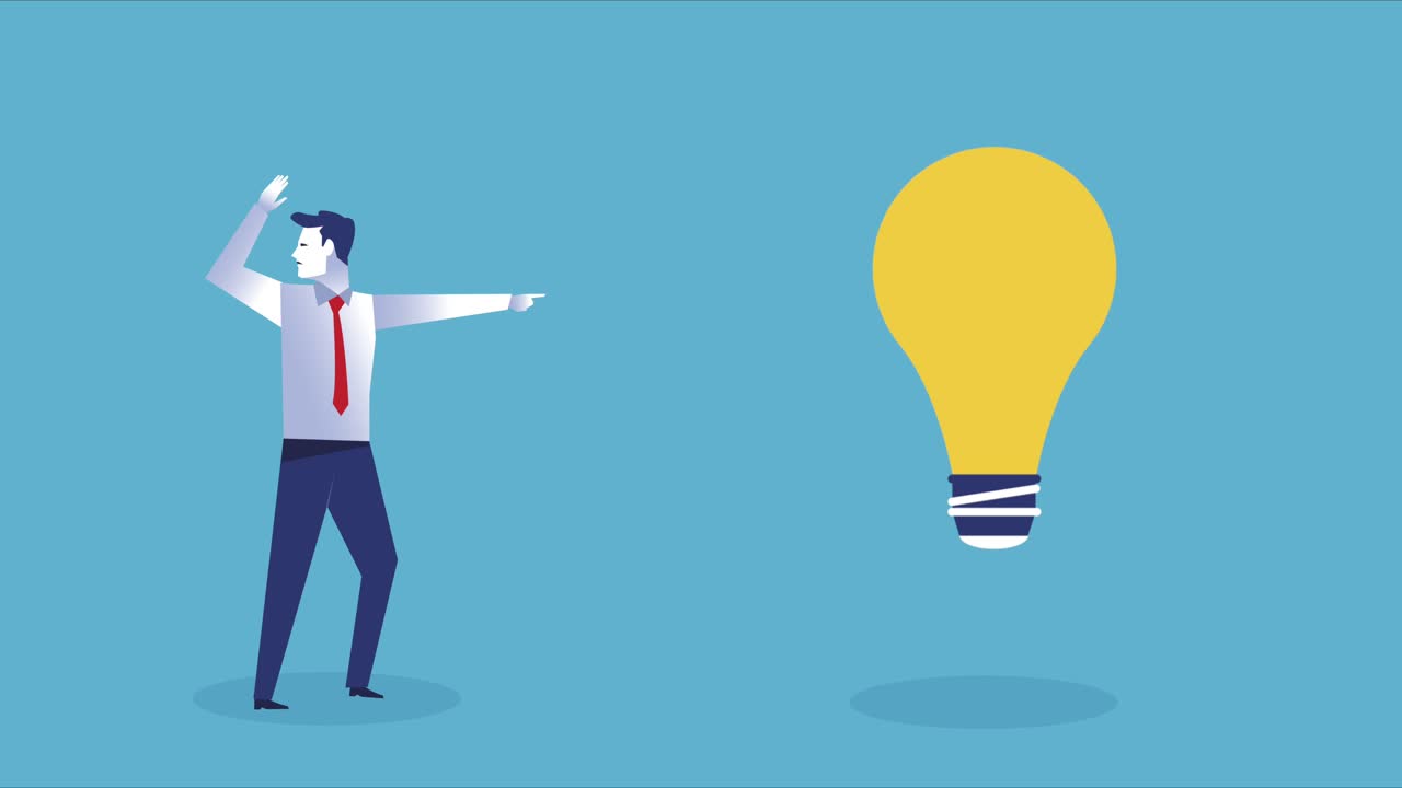 elegante hombre de negocios trabajador índice de la bombilla carácter