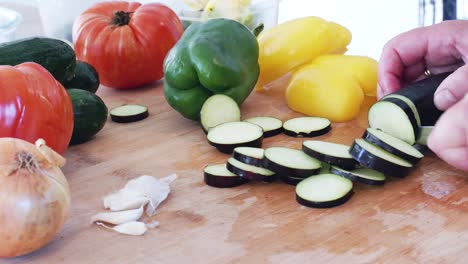 chopping vegetables on a cutting board