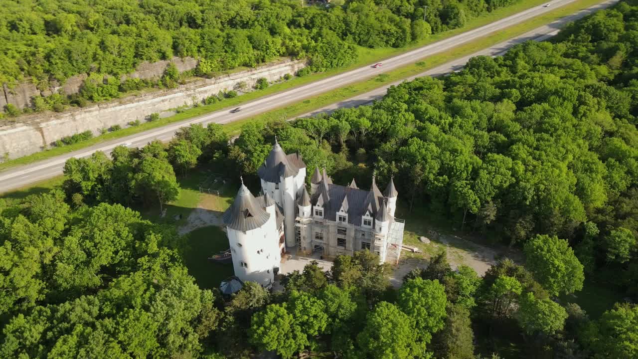 A full aerial orbit of Castle Gwynn, located in Arrington, Tennessee