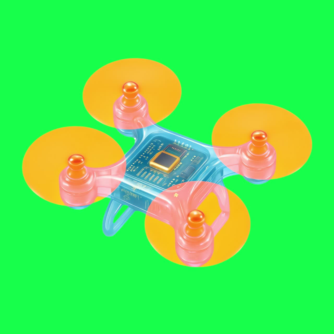 Animation af futuristisk droneteknologi-innovation, transparent 4K video, greenscreen