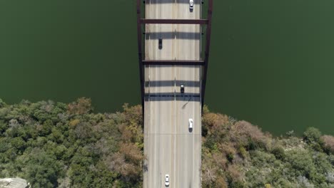 aerial view of cars driving over the the percy v