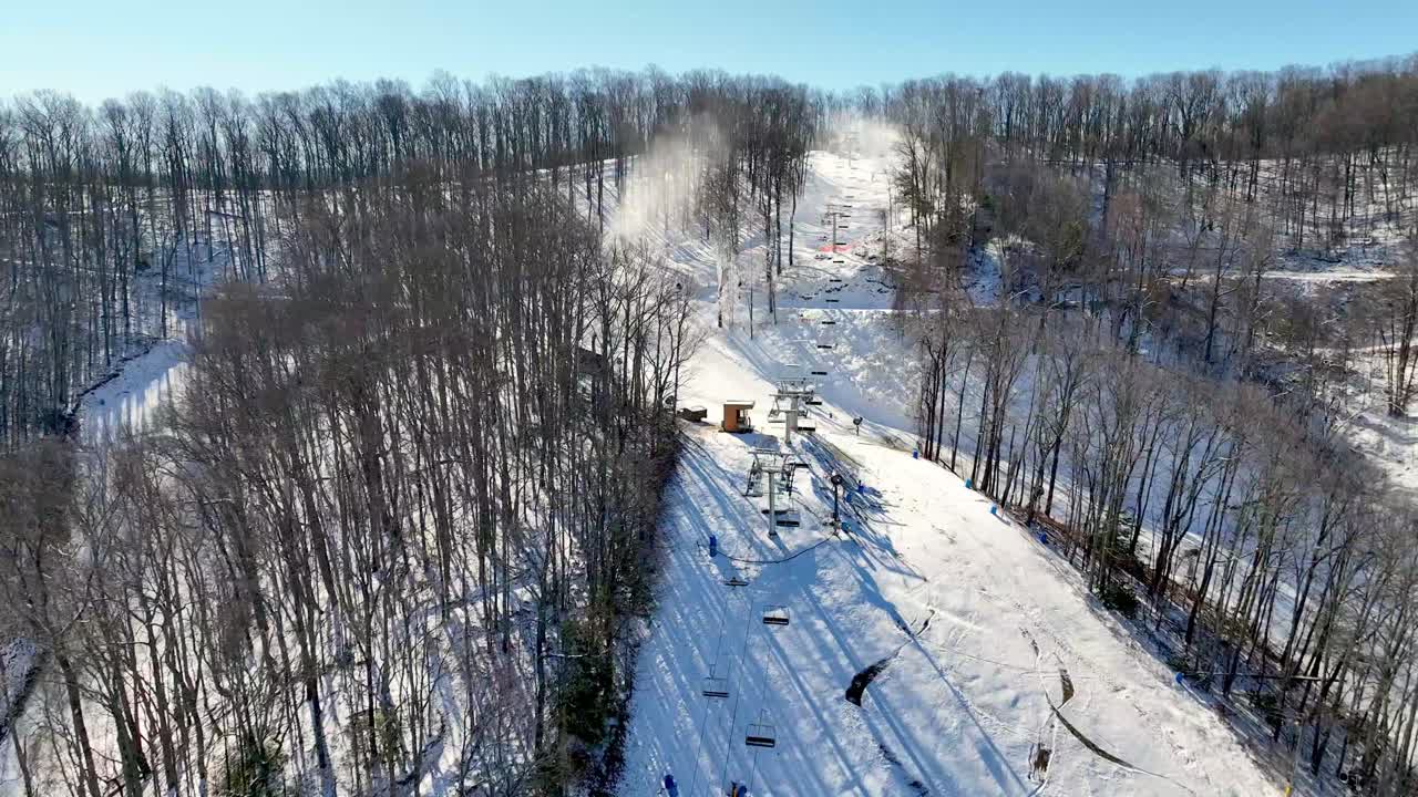 aerial ober mountain ski area push in
