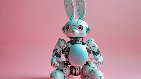 cute robotic bunny on pink background