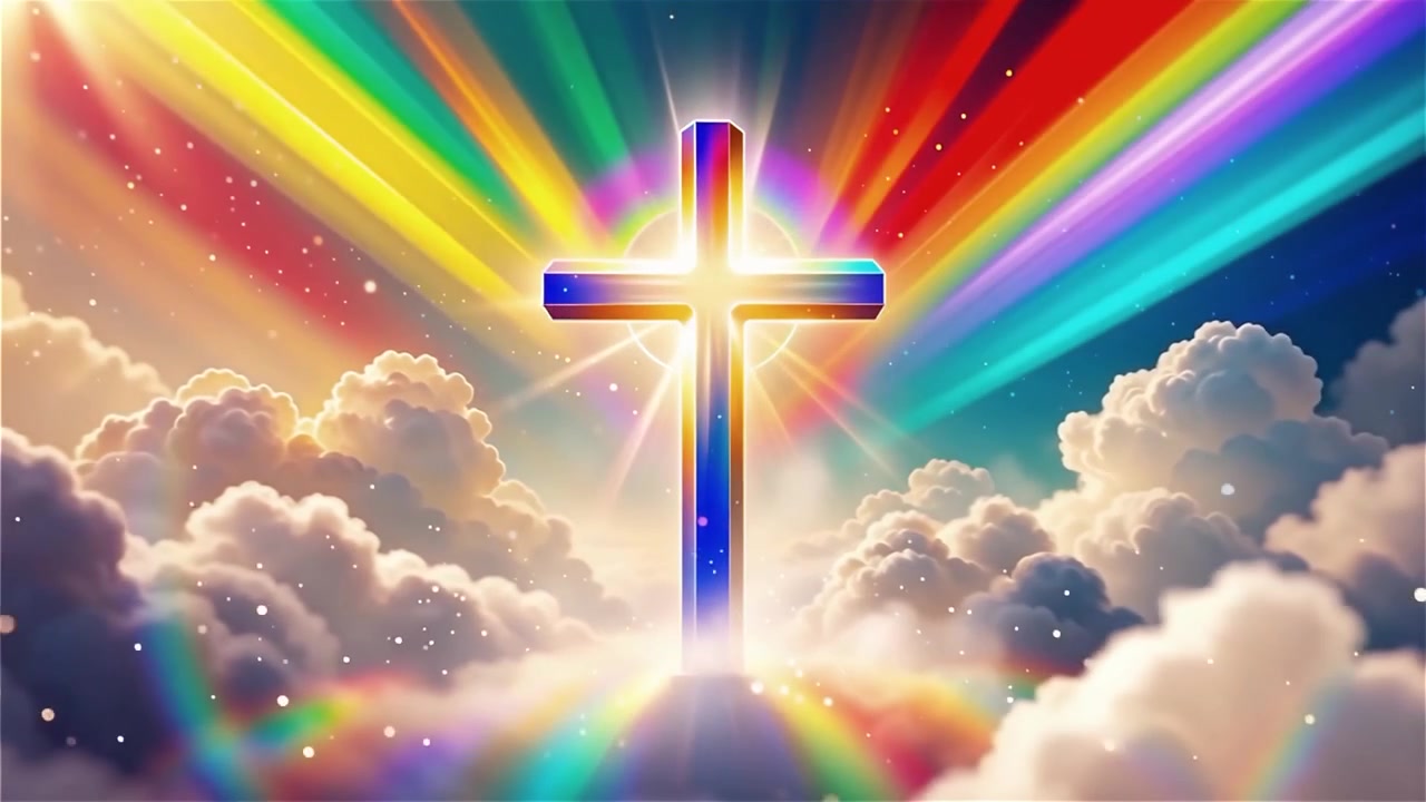 Cruz Cristiana con Luz Celestial, Fondo para Adoración.