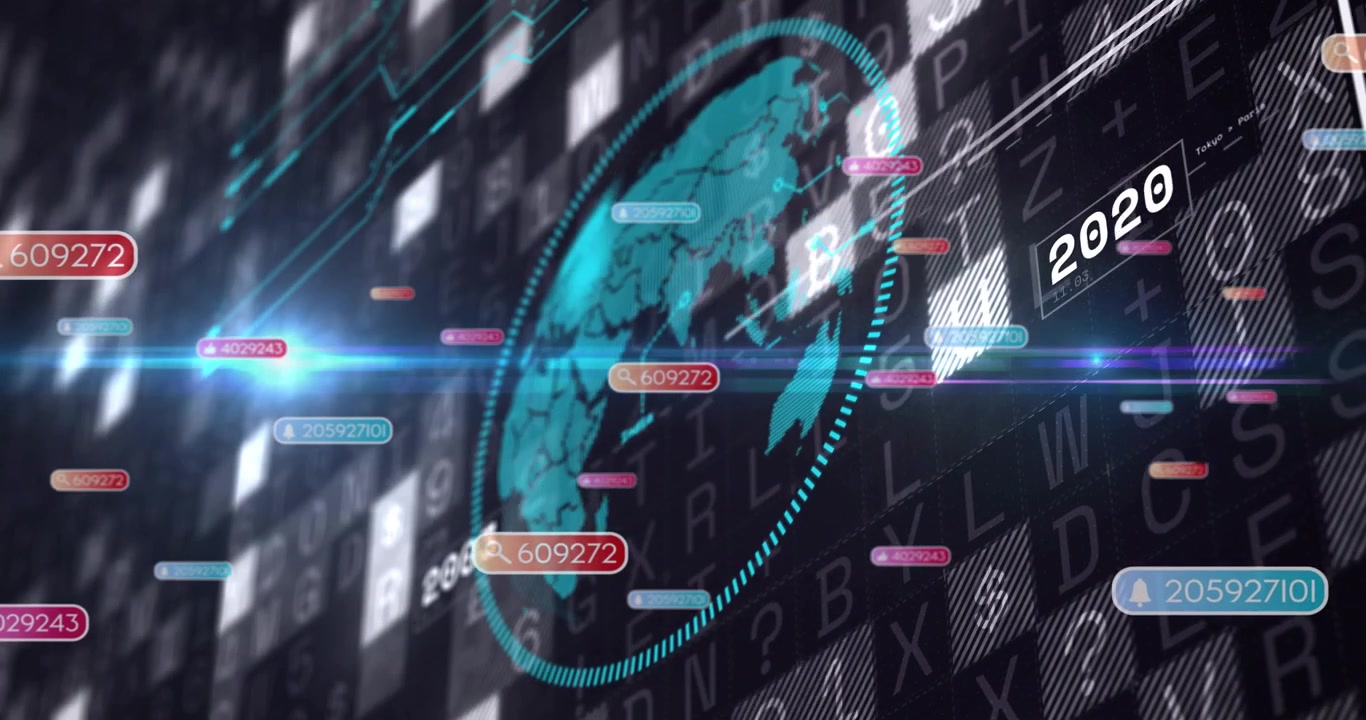 Lens flare pulsing starting globe rotating, HUD ring expanding, timeline shifting, visualizing data