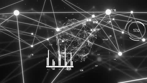 Animation-Von-Statistiken,-Globus-Mit-Netzwerk-Von-Verbindungen