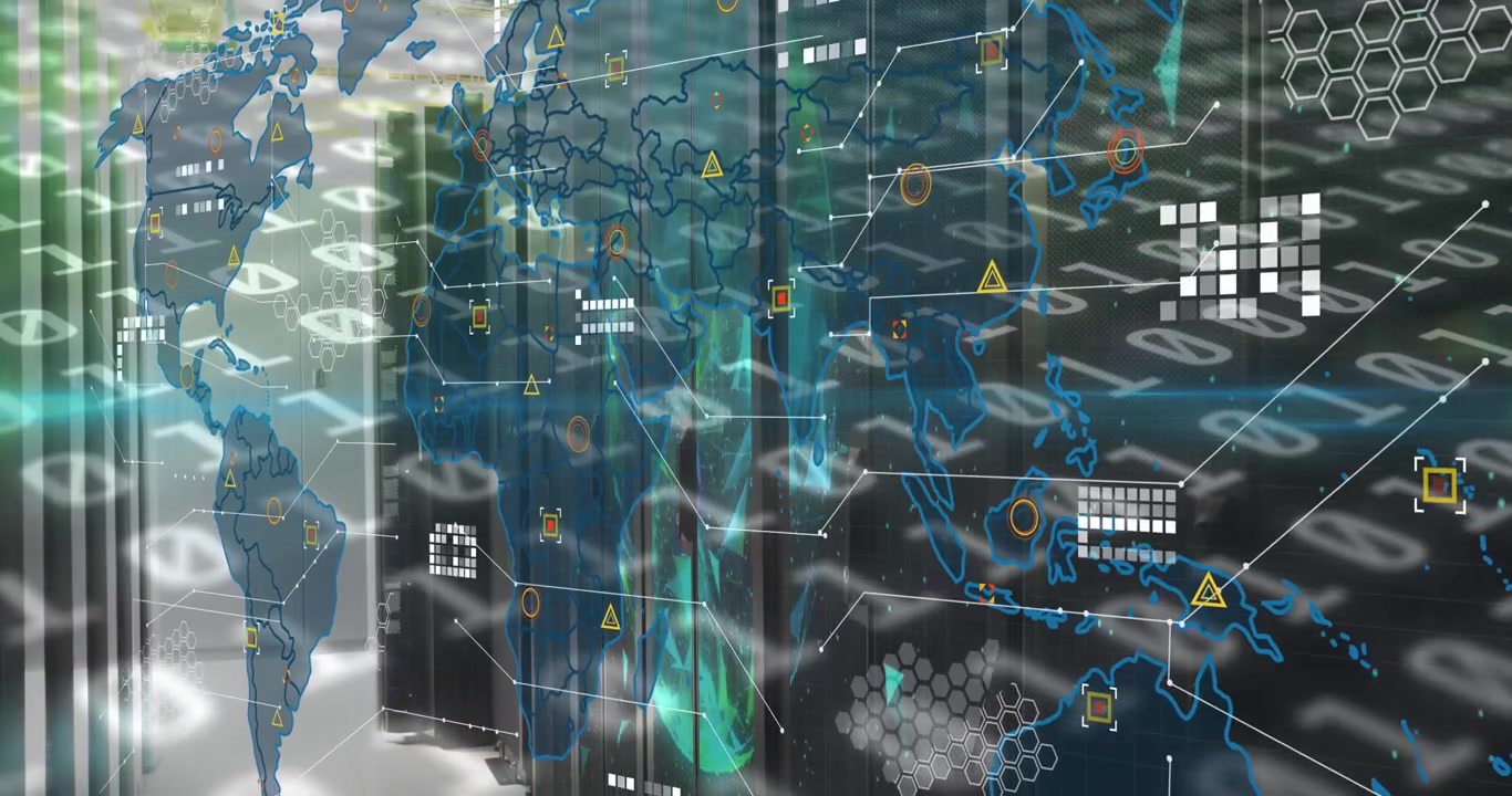 Animation of data processing over world map