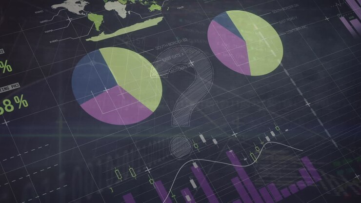Animation of data processing over black background