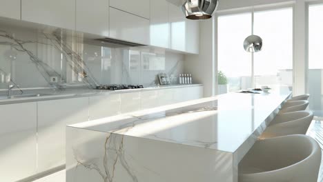 modern white marble kitchen interior