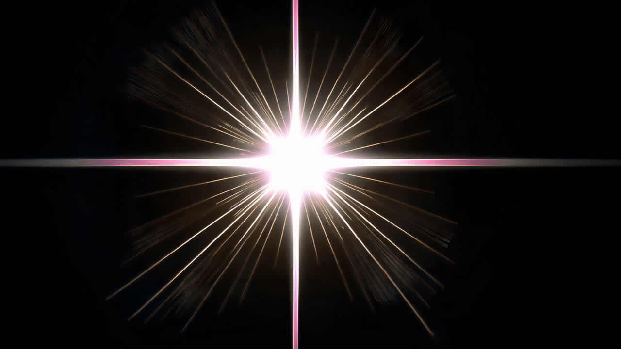 Radiant starburst light effect animated overlay, transparent 4K video, alpha channel, ProRes 4444