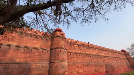 the exterior of the red fort in delhi, india