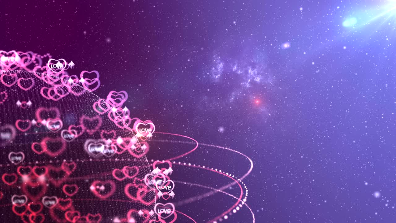 el viaje por el planeta del amor en el fondo de la galaxia en bucle.
