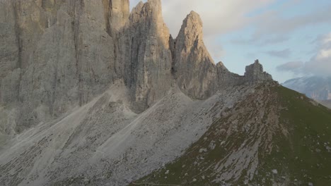 majestic mountain peak, aerial view of the dolomites, sunlit rock ridge