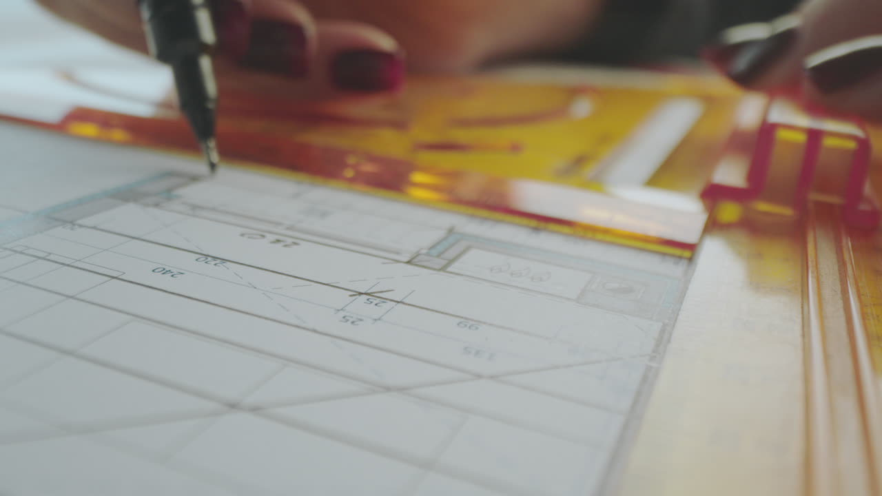 Architect working on a house floor plan