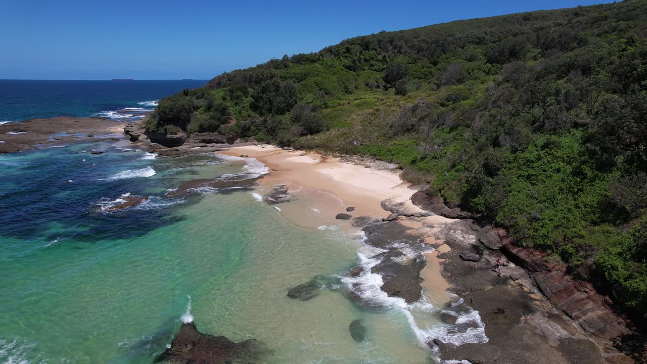 Ocean Waves At Frazer Beach In New South Wales, Australia - Drone Shot