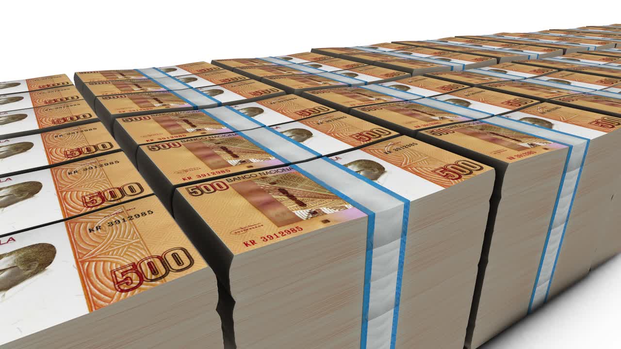 앙골라 500 자 지폐의 3d 애니메이션