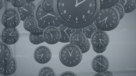 animación de relojes negros que caen sobre el número contra un fondo abstracto