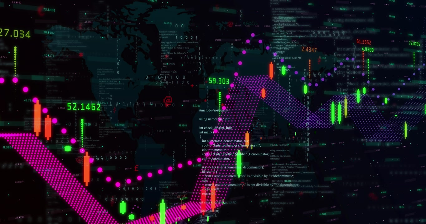 This video shows binary coding and data processing moving over a transparent background