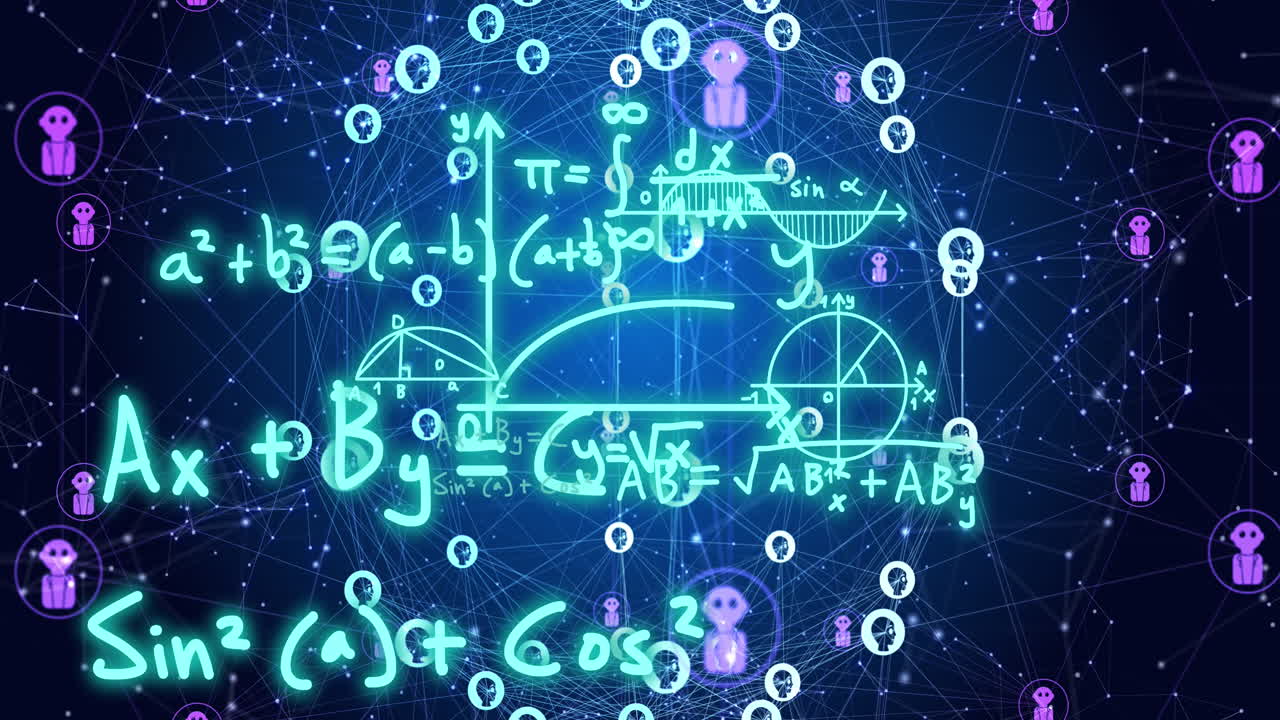 Animation of ai data processing over connections with icons