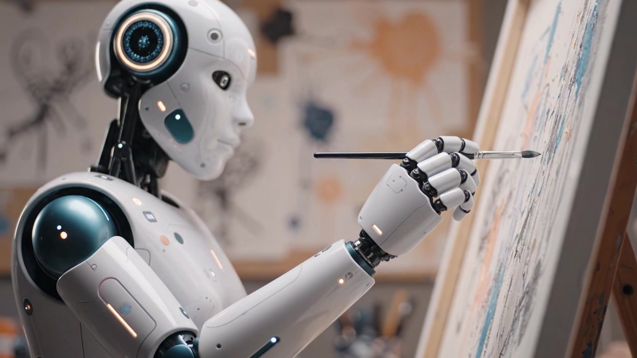 Bir fırça ile tuval üzerine güzel sanat eserleri yaratan son derece gelişmiş bir robot sanatçı, modern sanatta teknoloji ve yaratıcılığın kesişimini gözler önüne seriyor.